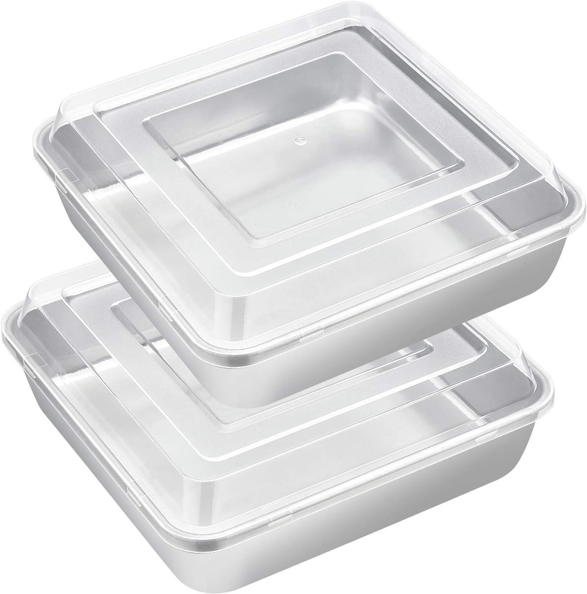 2-Delige Set Vierkante Bakvormen met Deksel 20x20 cm - RVS voor Brownies en Cake