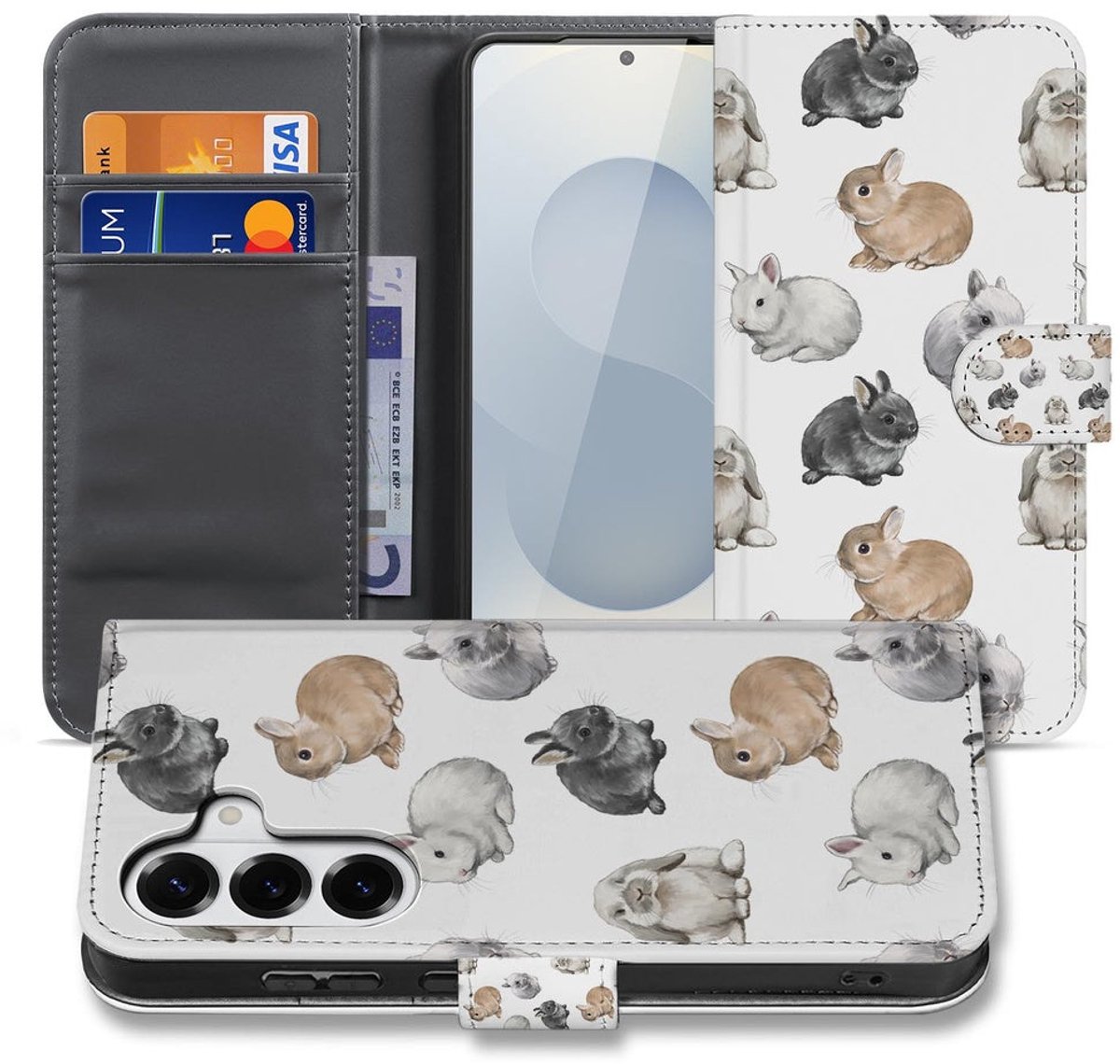 Samsung Galaxy S26 Telefoonhoesje Met Pasjes Konijntjes