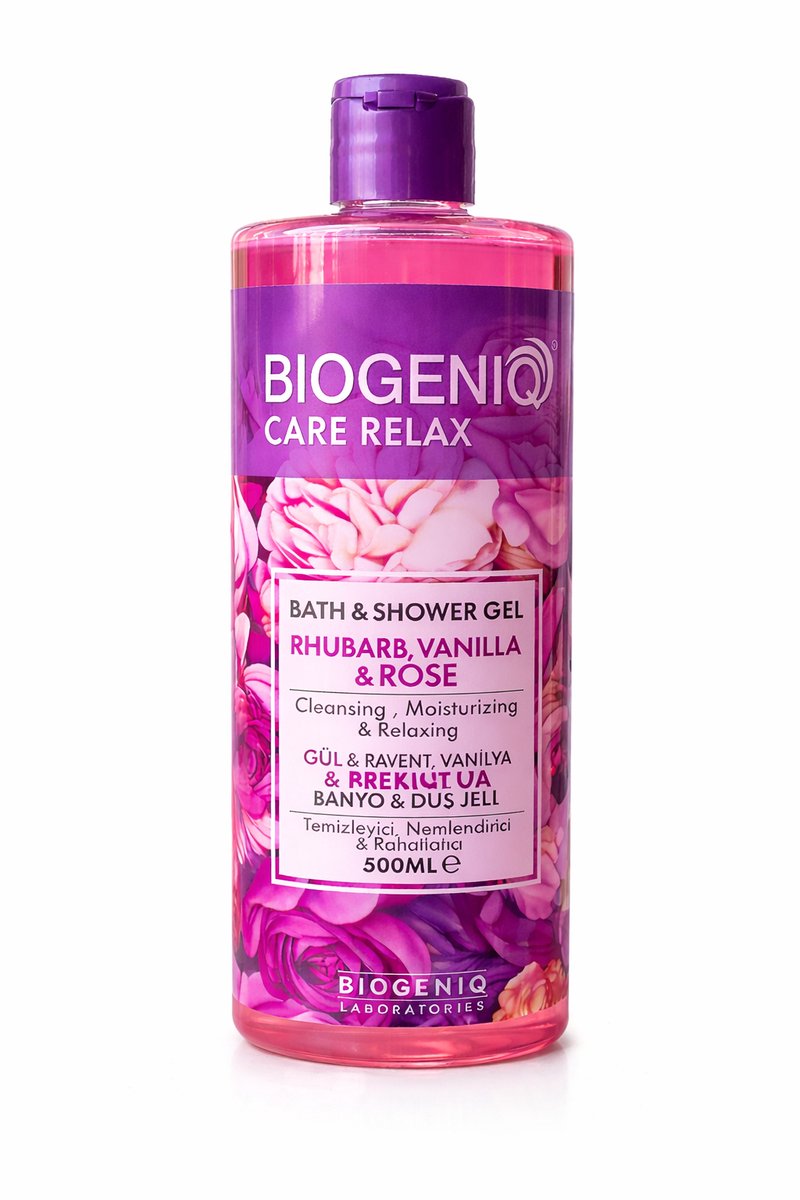 Biogeniq Care Relax Roos & Vanille Bad & Douchegel 500 ml – Verfrissende en Hydraterende Douchegel voor Zachte, Schone en Ontspannende Douche-ervaring
