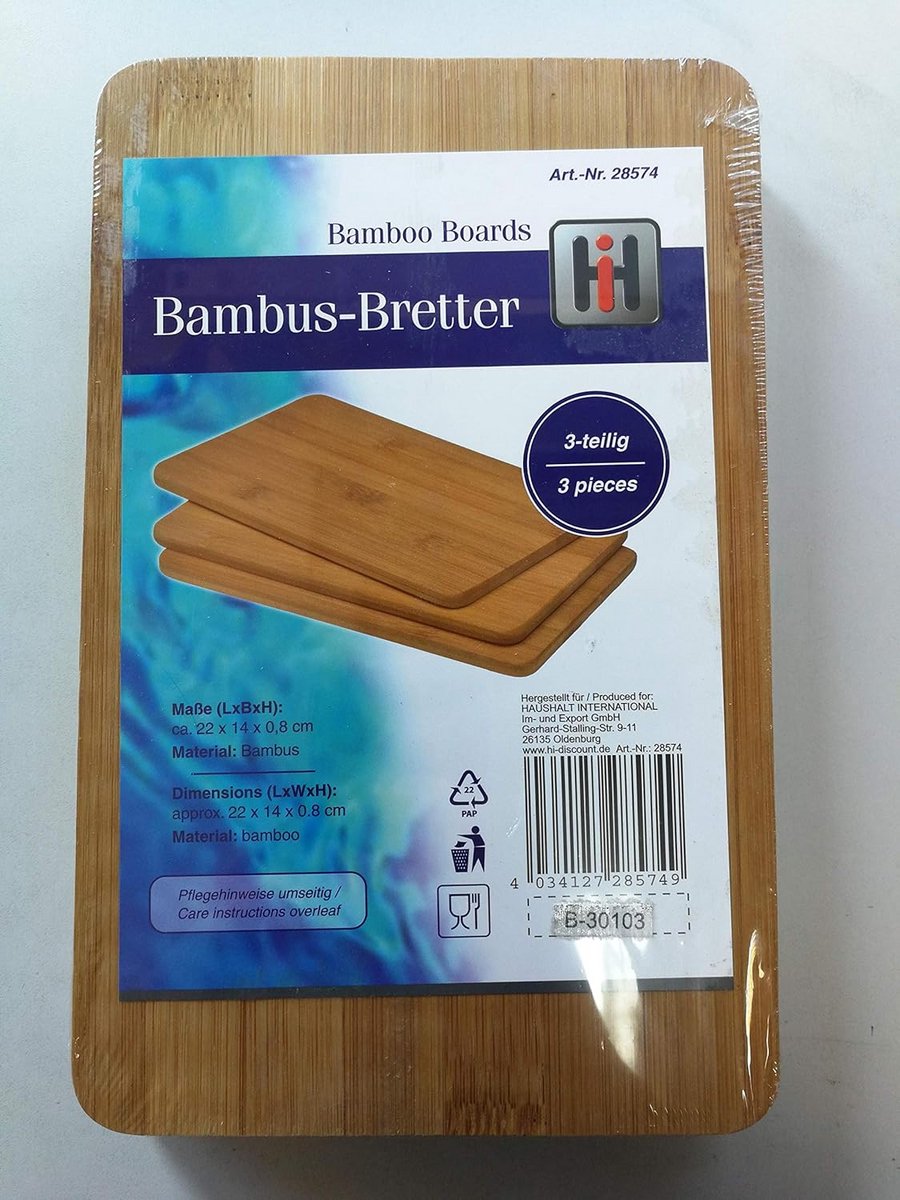 3-delige Bamboe Borden Set - Broodplank en Ontbijtbord in Houten Uitvoering