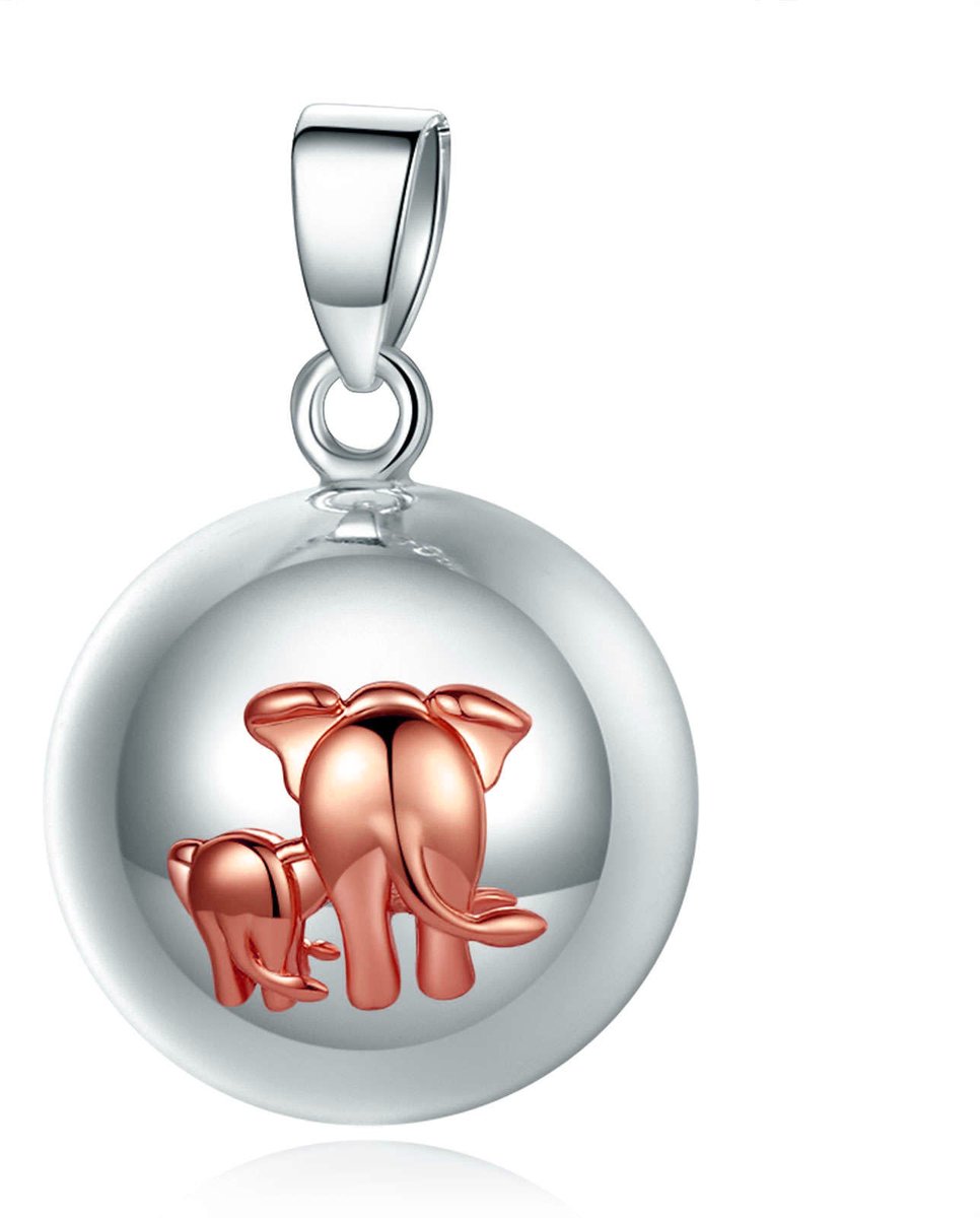 Clariz zwangerschapsbel zilver met rozegouden olifantjes
