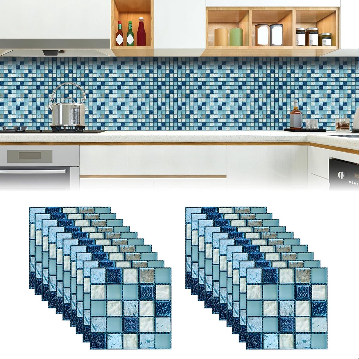 Zelfklevende Vinyl Wandtegels 3D 15x15 cm - 20 stuks - Snij-in-pasvorm - Water- en Oliebes