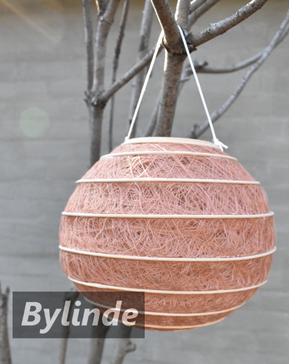 ByBazz - Lampion Brons Ø 25 cm - Tuinlampion - Tuin - Camping - Feest - Stof rotan - Bohemien - Ibiza