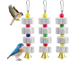 Kauwspeelgoed voor vogels met slijpsteen en bel - parkieten en papegaaienspeelgoed - hamsters - valkparkieten - 3 stuks