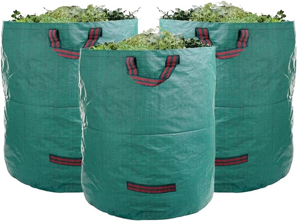 Grote herbruikbare tuinzakken 3 stuks (72 gallon) met stevige handgrepen - Geschikt voor bladeren en tuinafval
