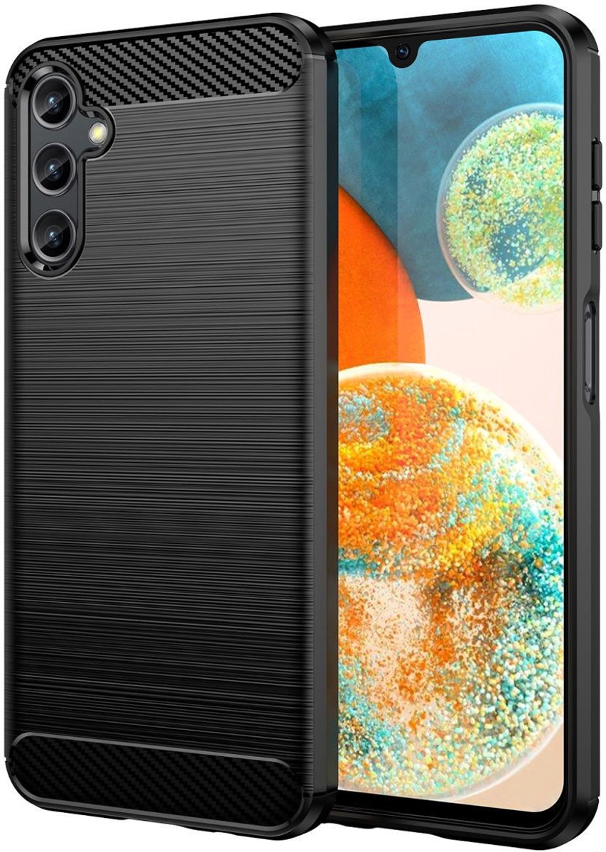 Hoesje Geborsteld TPU Flexibele Back Cover Zwart Geschikt voor Samsung Galaxy A14