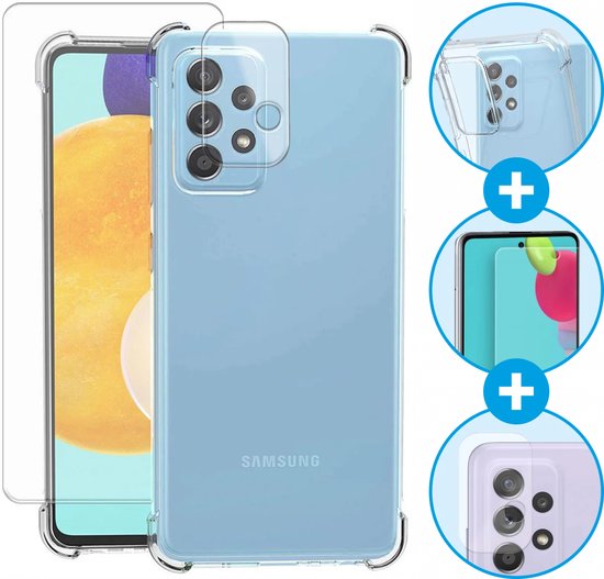 Samsung Galaxy A52 / A52s 360° Bescherming Set – Transparant TPU Hoesje, 9H Tempered Glass & Camera Protector