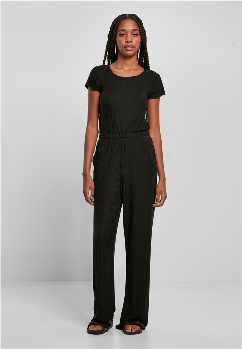 Urban Classics Rib Wid Leg Jumpsuit 5XL Zwart