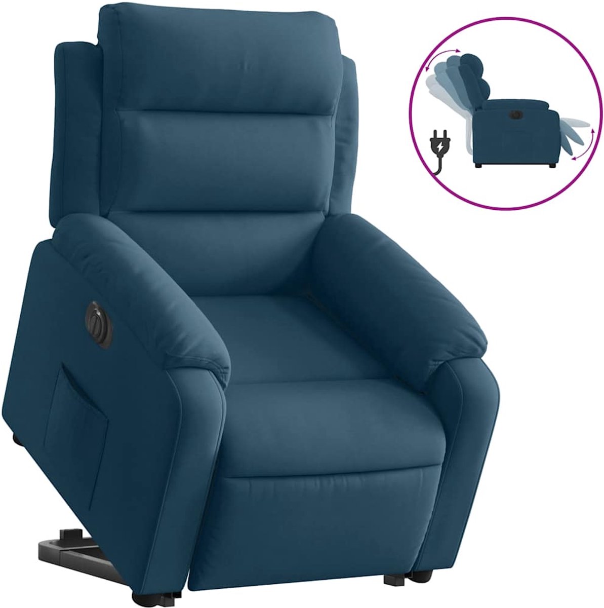 vidaXL Sta-op-stoel - elektrisch - verstelbaar - fluweel - blauw