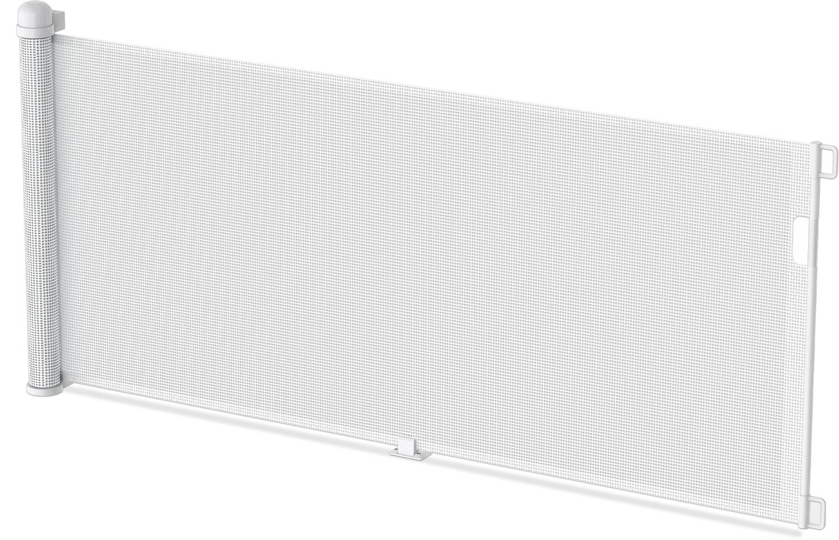 PVC traphekje 0-300 cm uitschuifbaar deurhekje veiligheidshekje rolgordijn huisdierbarrière baby traphekje kinderveiligheidshekje huisdierveiligheidshekje voor trappen, deuren en keukens (Zwart) NAIZY
