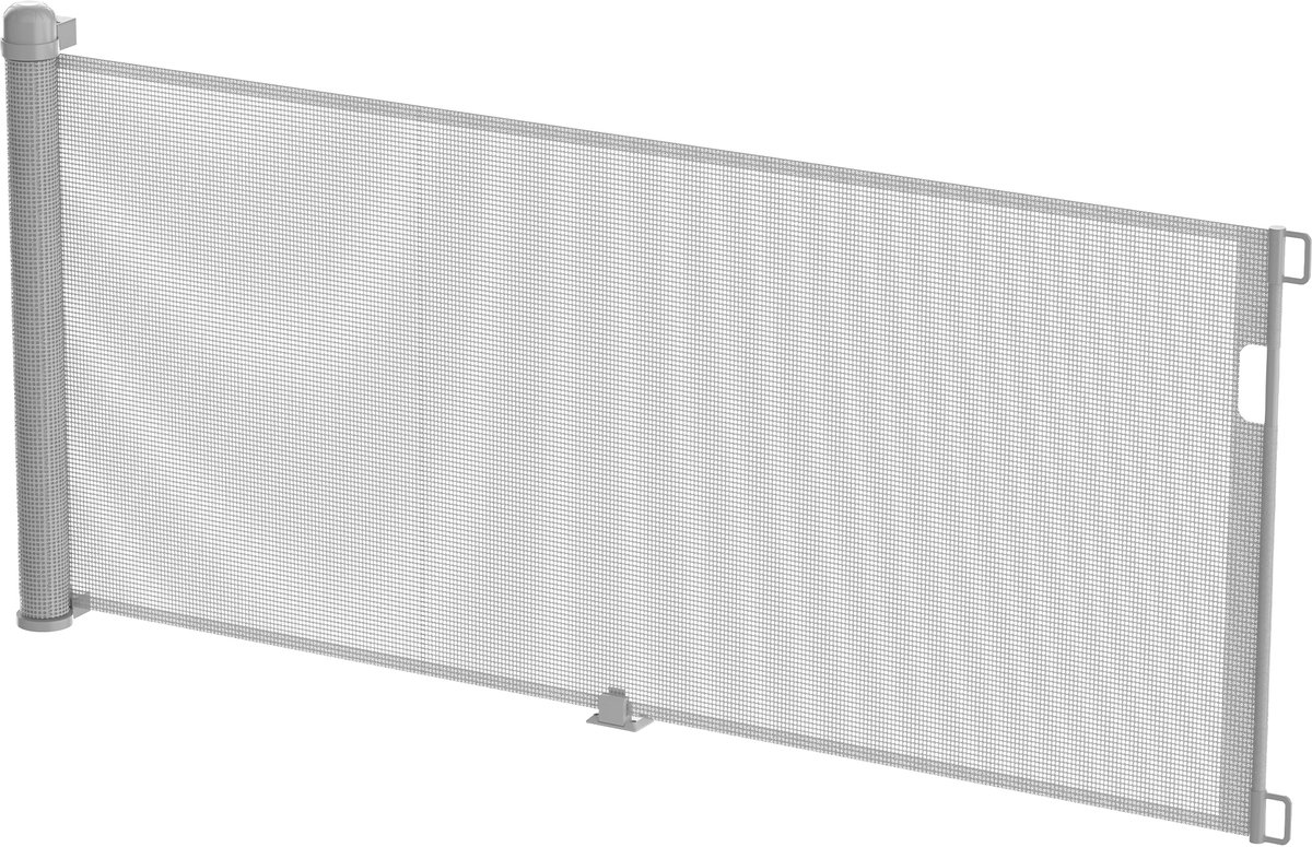 PVC traphekje 0-300 cm uitschuifbaar deurhekje veiligheidshekje rolgordijn huisdierbarrière baby traphekje kinderveiligheidshekje huisdierveiligheidshekje voor trappen, deuren en keukens (Grijs) NAIZY