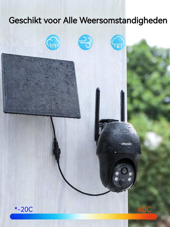 ieGeek Security Buitencamera S11 4G LTE - Outdoor Cam - 2K UHD - Pan & Tilt - Zonnepaneel - Kleurennachtzicht - Inclusief SIM-kaart van Merkloos — afbeelding 5