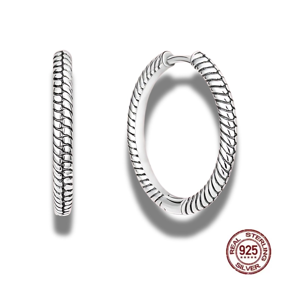 Oorhangers - 925 sterling zilver - zilverkleurig - buddha style - enkele ring - 25 mm