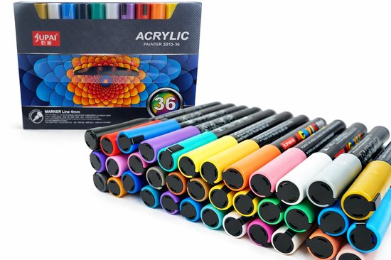 12-delige Acryl Verfstiften – Waterdicht, Niet-giftig, Met 0,7mm Fijne Punt – Voor Steen, Hout, Glas, Stof En Meer