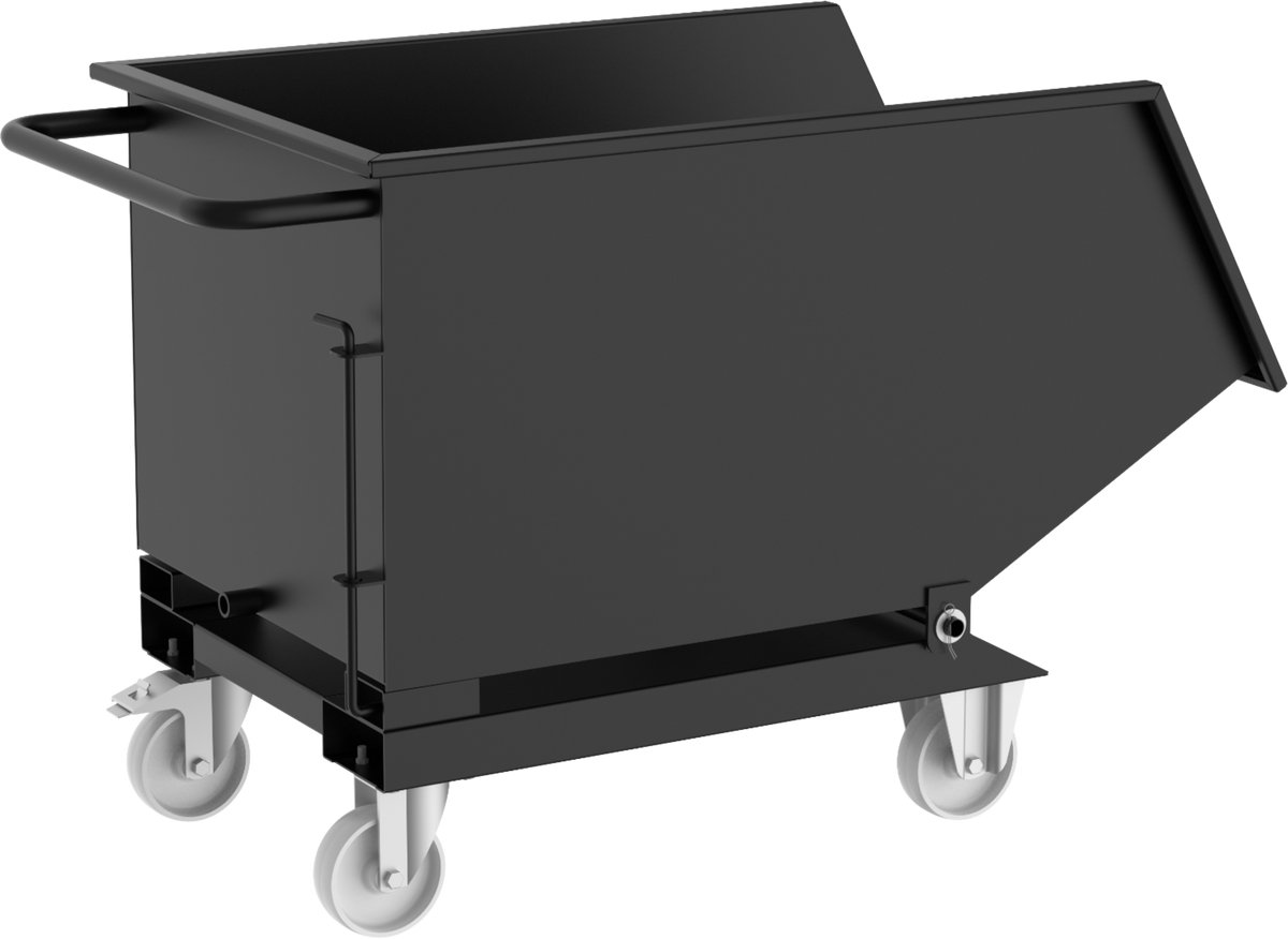 Kiepbak - Afvalbak stortgoed - Povag - 76x60x100 cm - 250 liter - Zwart - Met aftapkraan en veiligheidsbeugel
