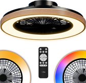 Airking Plafondventilator - Stille Ventilator met Lamp en Afstandsbediening - LED 40W Dimbaar - 3000K-6500K - Zomer en Winterstand Hout