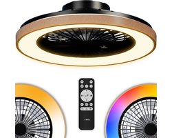 Airking Plafondventilator – Stille Ventilator met Lamp en Afstandsbediening – LED 40W Dimbaar – 3000K-6500K – Zomer en Winterstand Hout