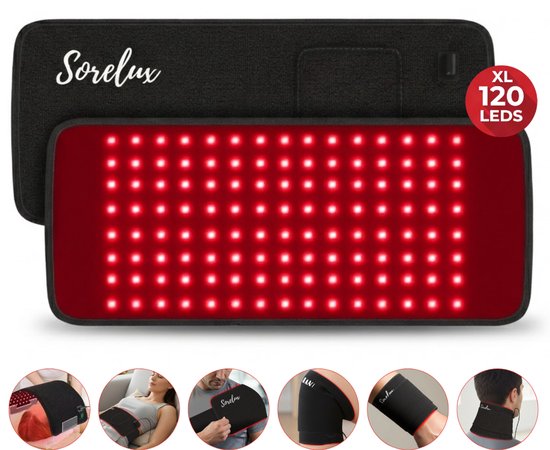 Sorelux - Infraroodband XL - 120 Red Light Leds - Infrarood Roodlichtband - Draagbaar - Rood Licht Therapie - Infraroodlamp - Onderrug, Schouders, Benen, Nek - Red Light therapy