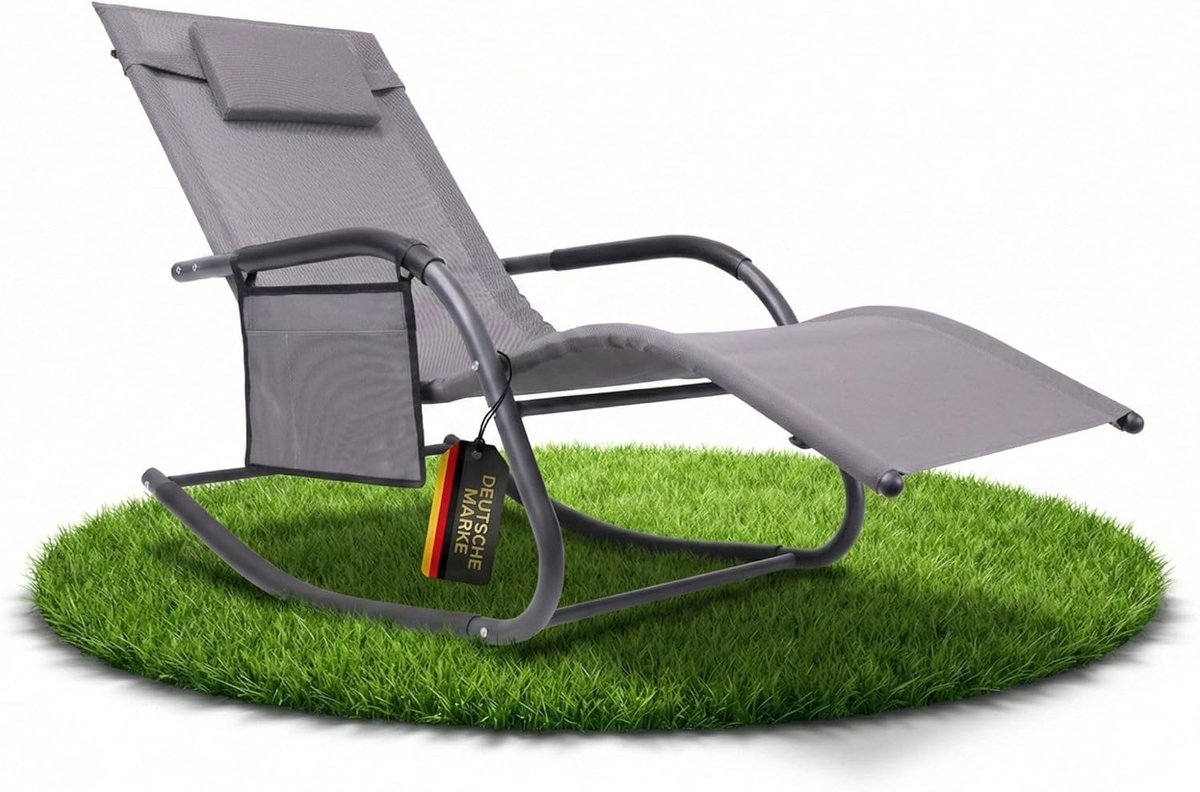 Albatros Premium tuinstoel X-FORM | schommelstoel relaxstoel tuinstoel | met hoofdkussen | weerbestendige ergonomische relaxstoel | belastbaar tot 160kg