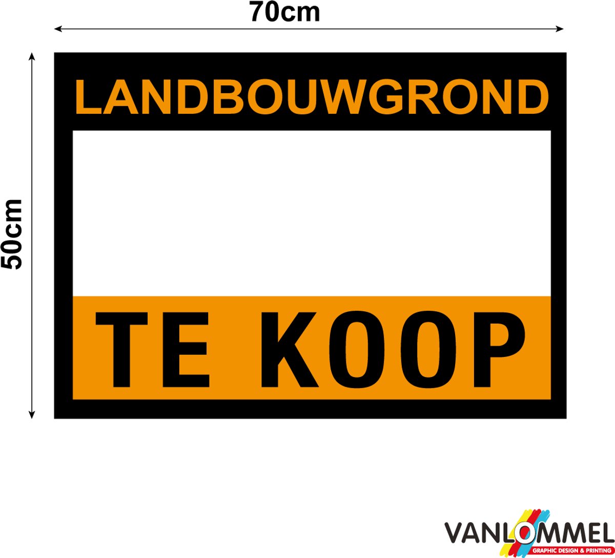 Landbouwgrond Te Koop Bord 70x50 cm - Te Koop Bord - Makelaarsbord - Onroerend Goed Bord - Weerbestendig - Buiten Gebruik
