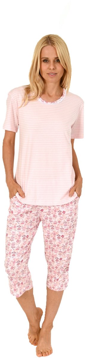 Normann Elegante dames capri pyjama korte mouw met kanten randje - ook in oversize hellblau