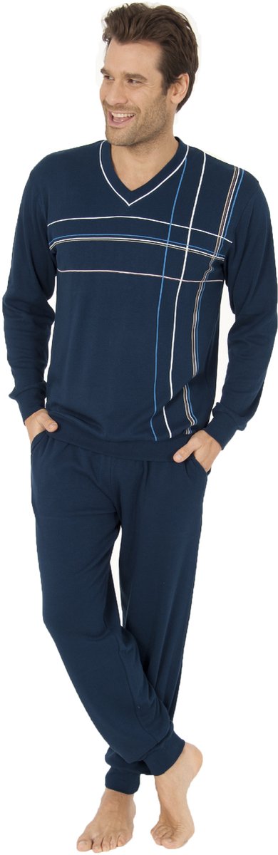 Elegante herenpyjama met manchetten en V-hals