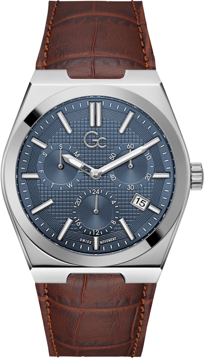 Gc Gc Prodigy Quartz Analoog Horloge Bruin Kast Gemaakt Van 100% Roestvrij Staal En Een Band Van 100% Echt Leer 44 Z40003G7MF