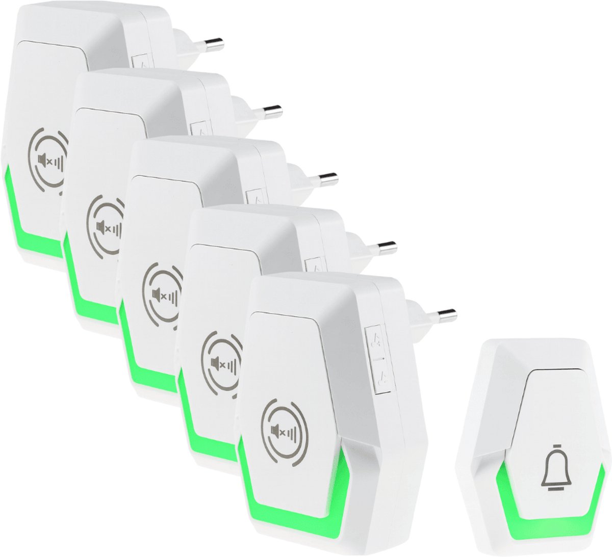 Pilota Porta draadloze deurbelset 400 m bereik met 5 plug-in ontvangers + flitslicht
