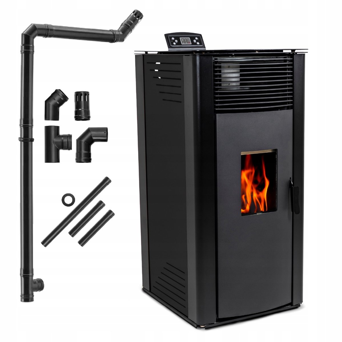 THUNDER Pelletkachel - Vrijstaand - 15 kW - WiFi - 25 kg reservoir - THUNDER GAREN-BLACK