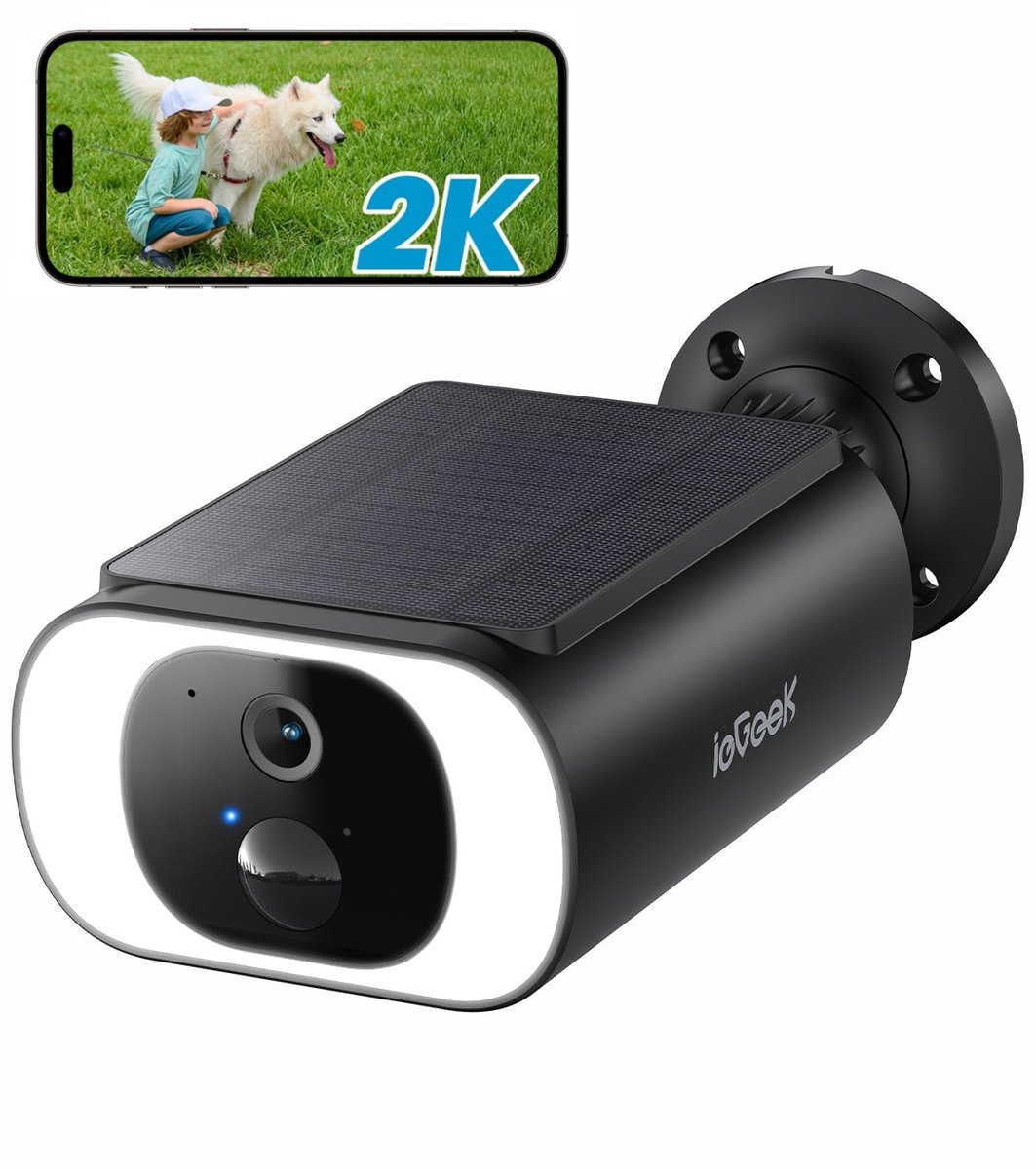 ieGeek Solar Camera - Draadloze Beveiligingscamera voor Buiten - Buiten Camera met Zonnepaneel - Bewakingscamera voor Buiten - Beveiligingscamera Buiten - 2K Ultra HD - Met Wifi en App
