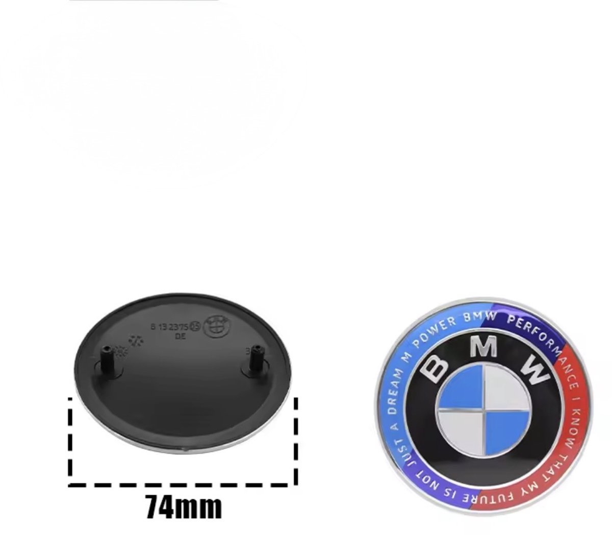 BMW Embleem - Logo - M Power Performance Editie - Logo voor Kofferbak/Motorkap - 2 pinnen - 74 mm