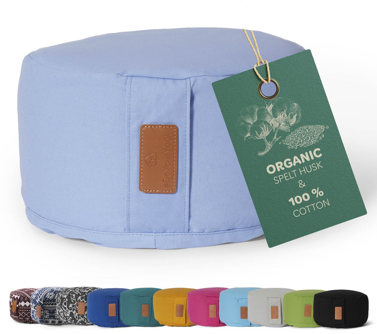 Bol.com #DoYourYoga - Yoga kussen - »Vishnu« - rond meditatiekussen met bio-organische Spelt vulling - H:15cm, diam.30cm - lavendel aanbieding
