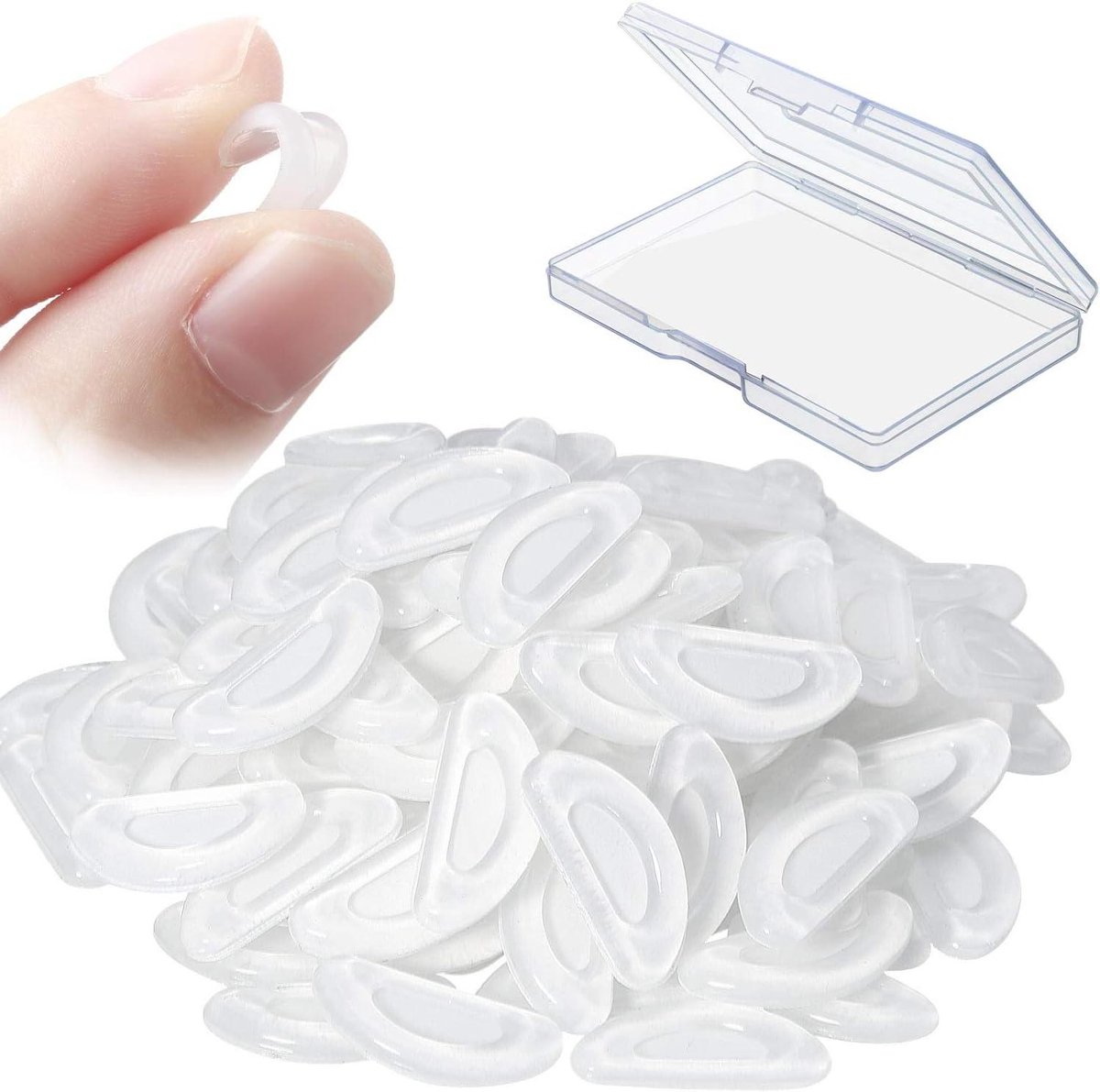 24 Paar Antislip Siliconen Neuspads voor Brillen - Zelfklevend - D-vormig - Zonnebrillen - 15 mm - Transparant