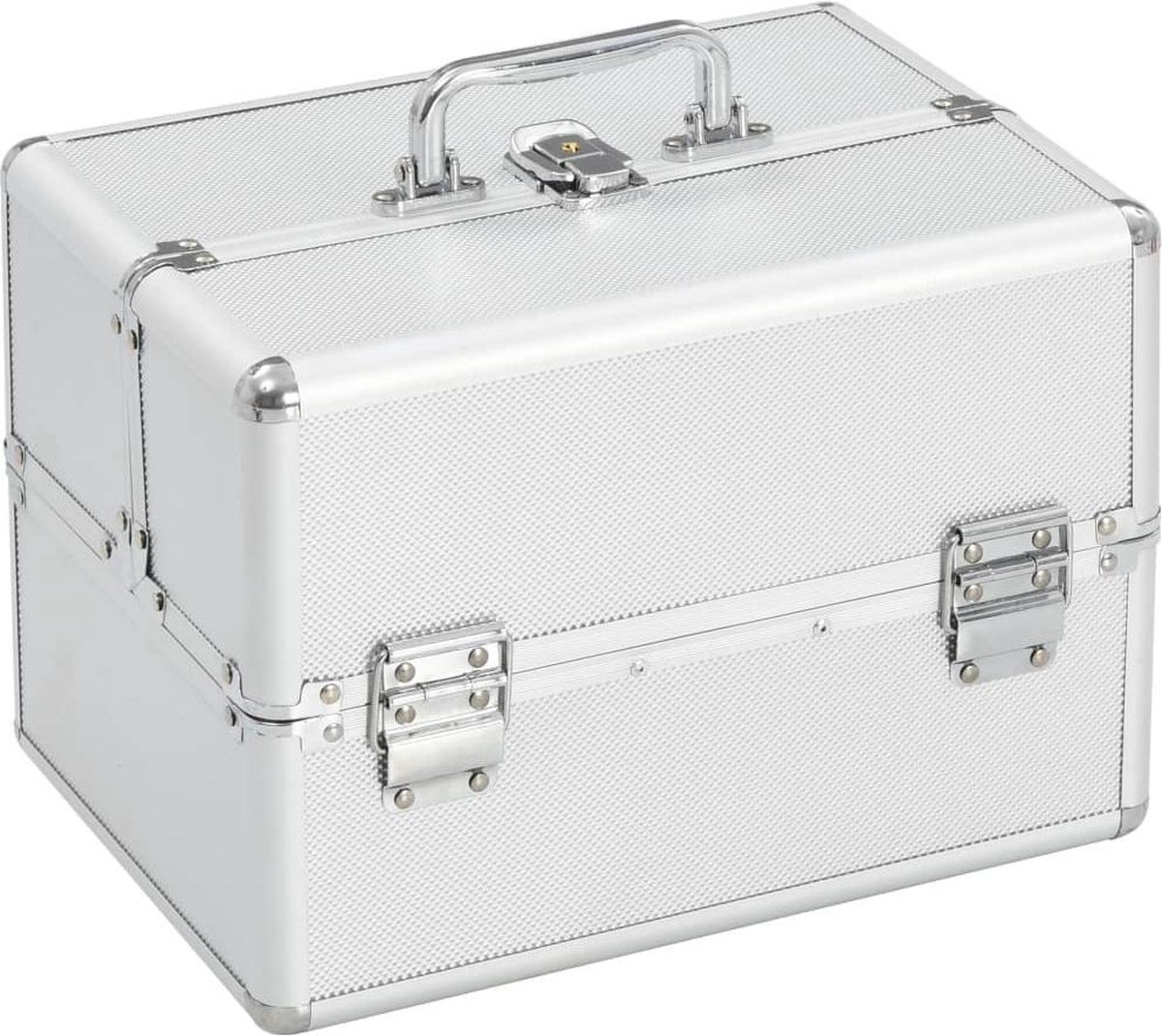 Goedkoopste vidaXL - Make-up - koffer - 22x30x21 - cm - aluminium - zilverkleurig