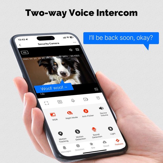 Moes beveiligingscamera voor binnen - pan/tilt - Babyfoon - 2-weg communicatie - 3MP camera - Wifi - Werkt met Tuya Smart en SmartLife - Nightvision - MicroSD opslag | van moes — afbeelding 3