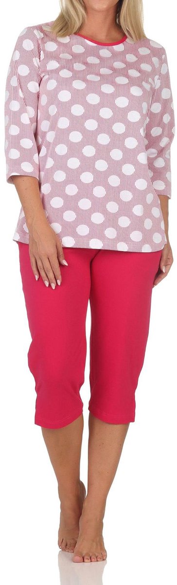 Normann damespyjama met korte mouwen in stippenlook - ook in grote maten pink