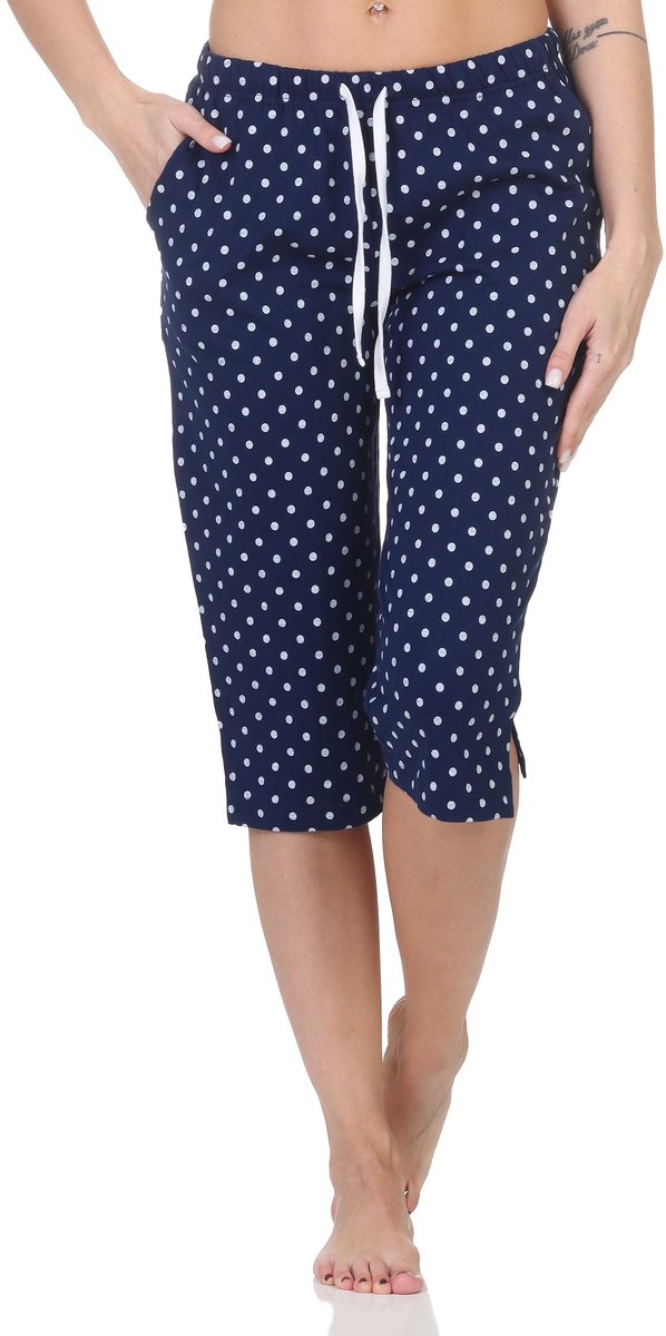 Normann Dames pyjama Capri broek 3/4 lengte - Mix & Match - perfect te combineren punkte_marine