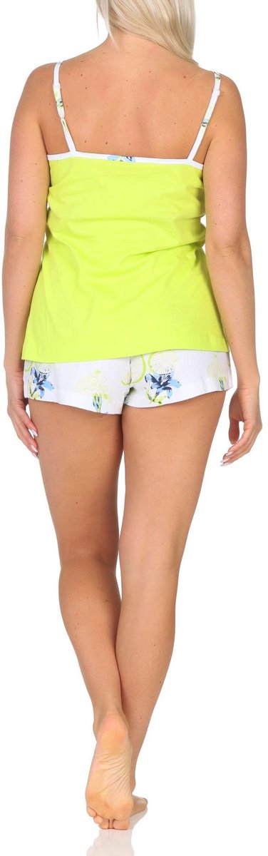 Normann Dames Mouwloze Spaghetti Strap Shorty Pyjama in Bloemenprint grün