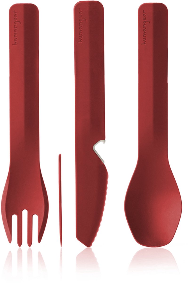 Human Gear - Trio - Red - Bestek - herbruikbaar - campingbestek