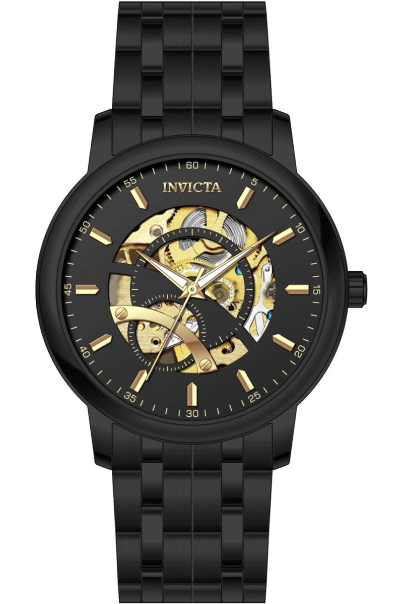 Invicta Objet D Art 69506 Heren Horloge - Waterdicht - Analoog - Automatisch Uurwerk - Roestvrij Staal met zwarte Wijzerplaat - 43mm