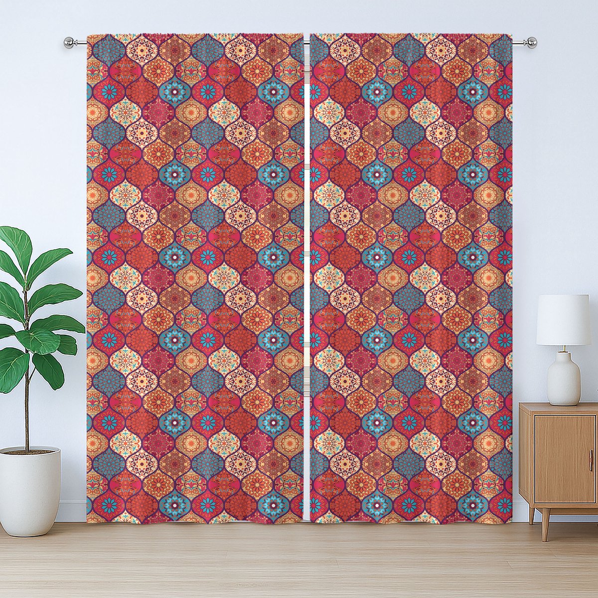 ABAKUHAUS Marokkaans rustiek gordijn, oosters golvend naturel, met lussen en haken voor de woonkamer, 280 x 175 cm, framboos donker perzik