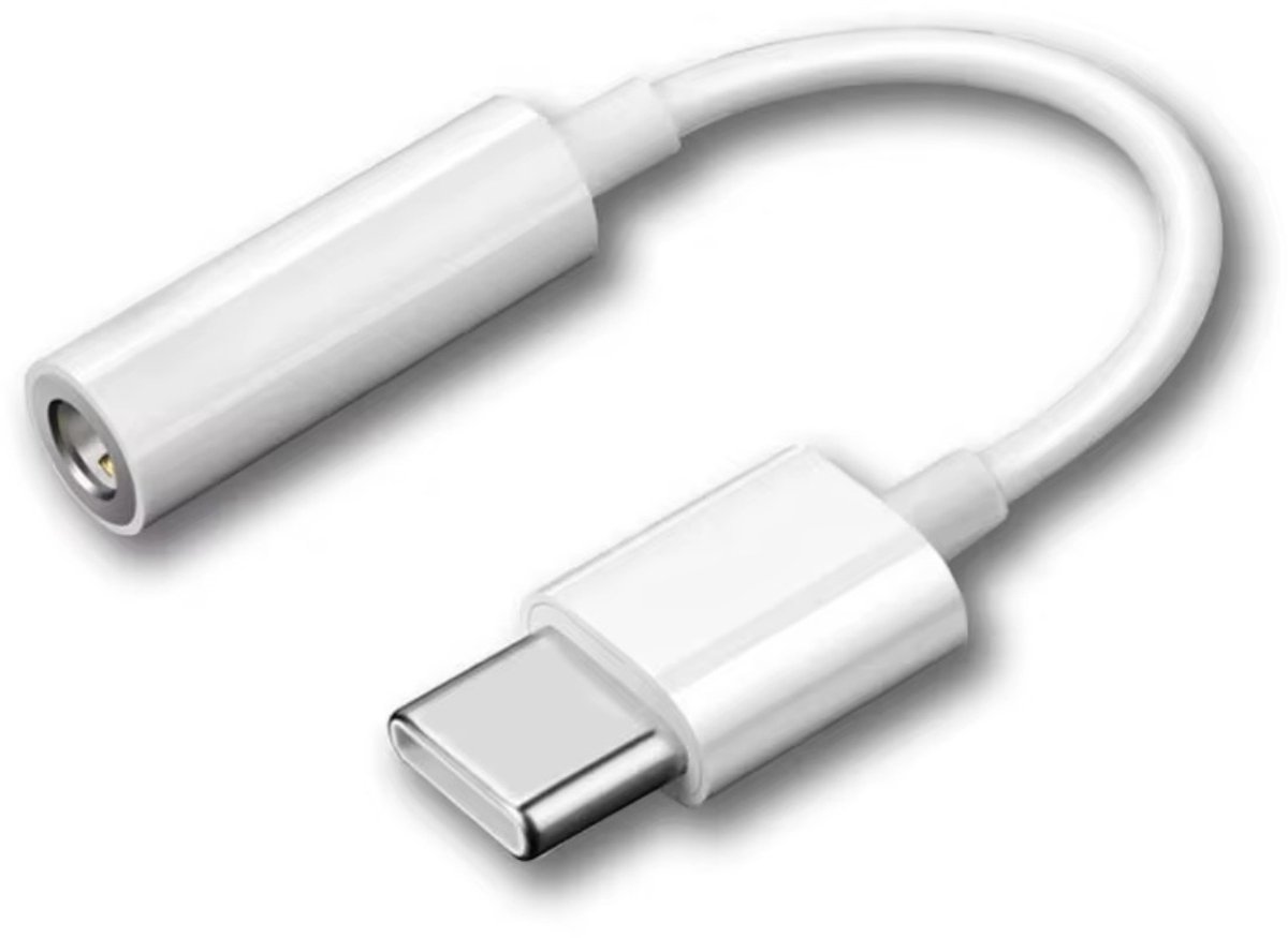 Type-C USB-C naar 3.5 mm headset adapter AUX Audio Jack Wit - Geschikt voor Apple
