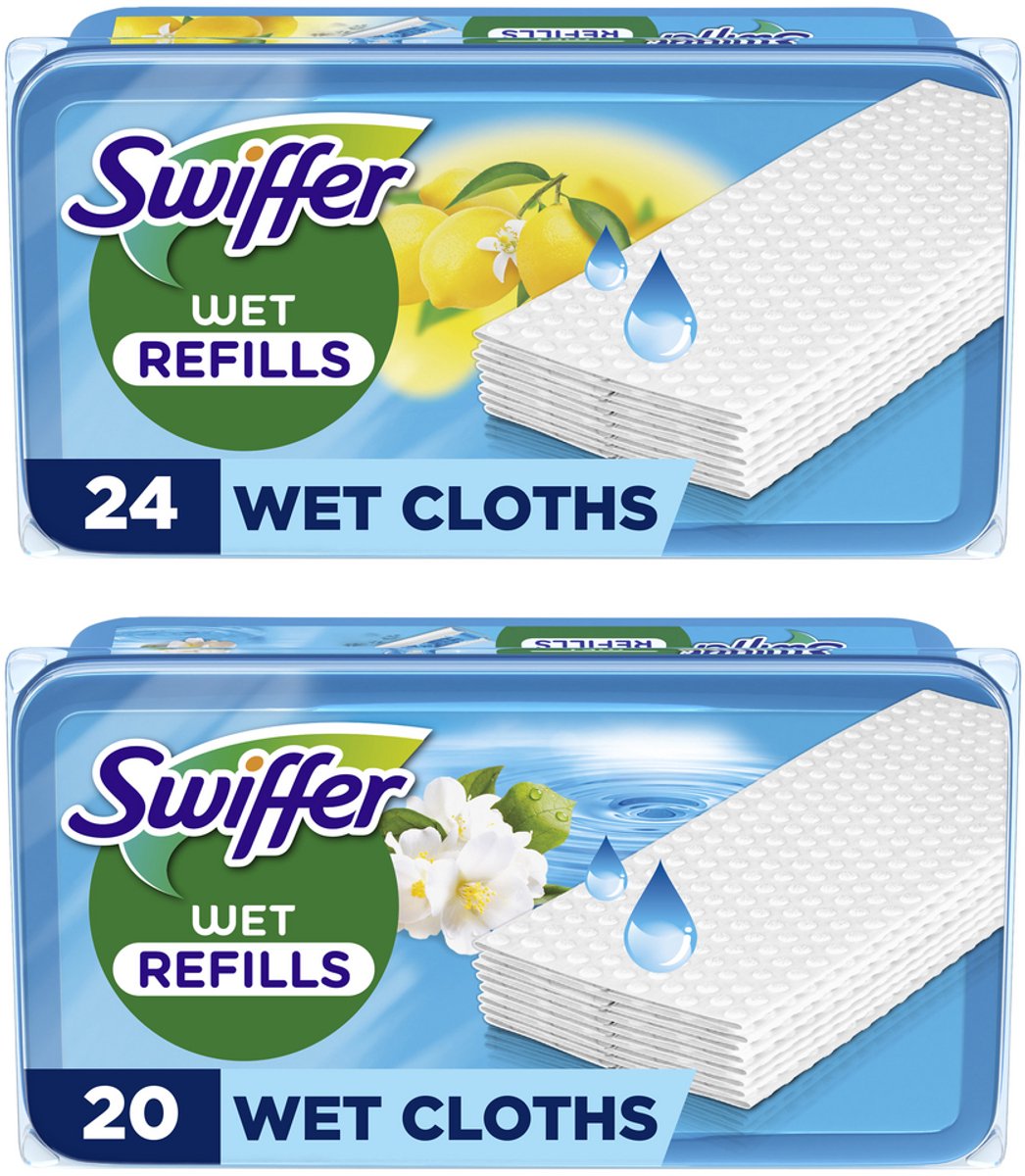 Swiffer Wet Vochtige Vloerdoekjes - 24 stuks met Citroengeur - 20 stuks met Morning Fresh Geur