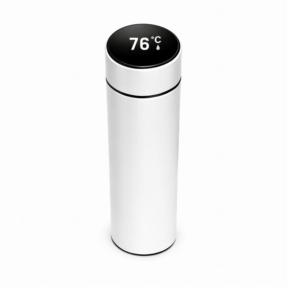 Thermosfles met LCD temperatuur Display - RVS vacuum geisoleerd - Thermosbeker- Dubbelwandige Thermosfles - Isoleerfles - Thermoskan - Travel Mug - Koffiebeker - Drinkflessen -Smart Thermos- wit