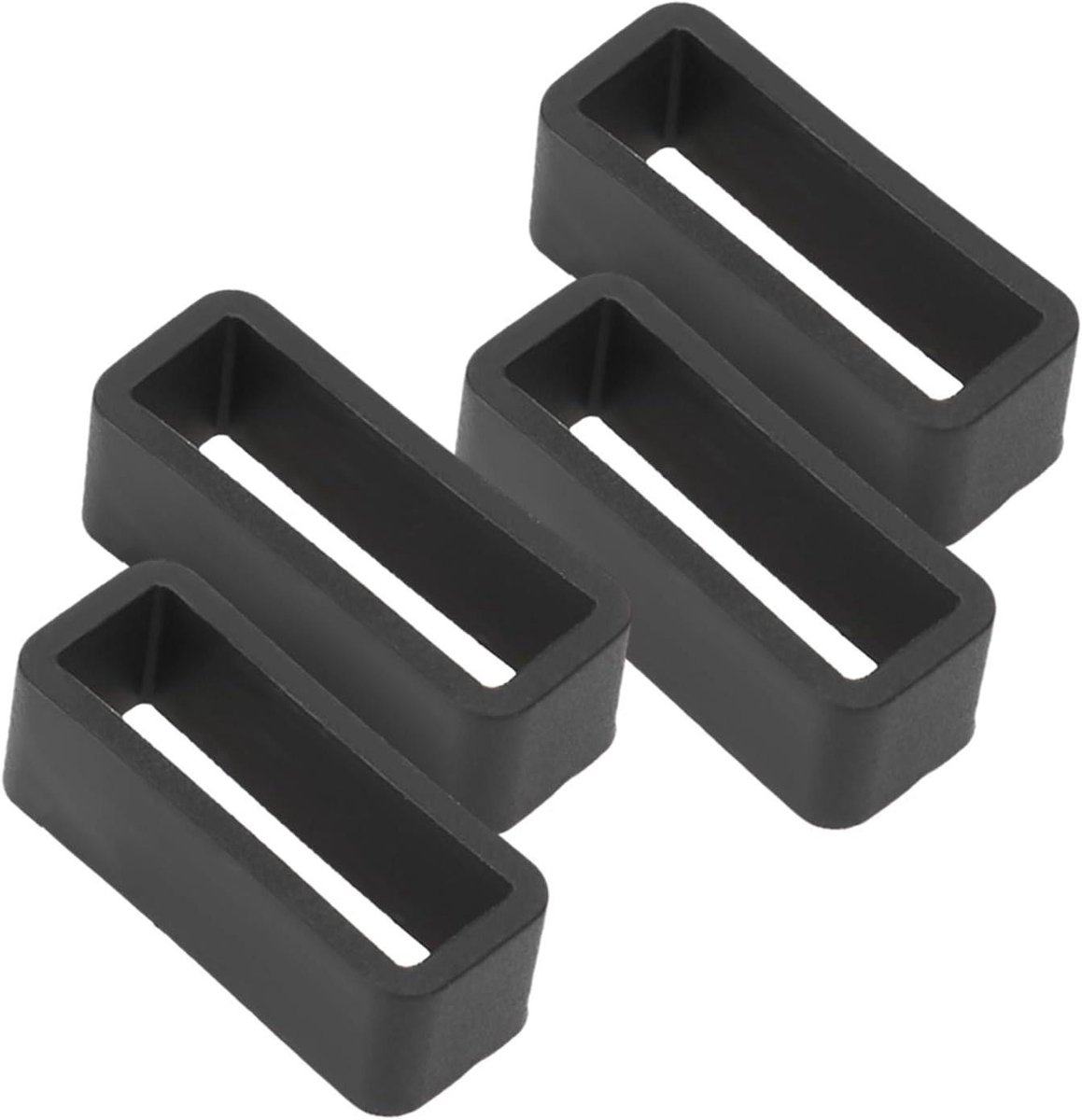 4 Stuks Siliconen Horlogeband Veiligheidsgesp, Zwarte Bandengespen, Zacht en Ademend, Huidallergie Voorkomen, Sportief en Comfortabel Gebruik.