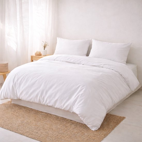 Housse de couette - Twin Jumeaux - Double - 200x220 cm + 2 Taies d'oreiller 60x70 - Wit - 100% Katoen - Respirant & Confortable - Haute Qualité