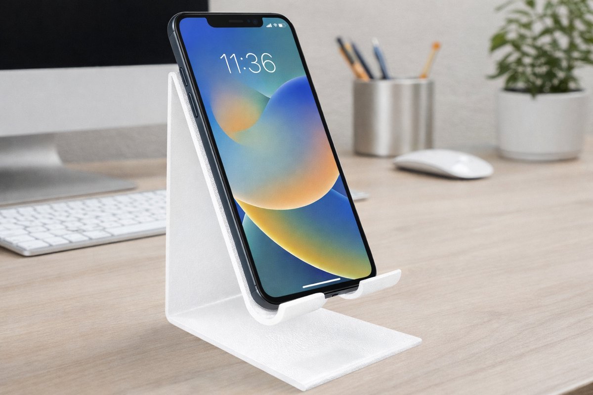 Moderne Witte Telefoonhouder – 3D Print Design - Wit