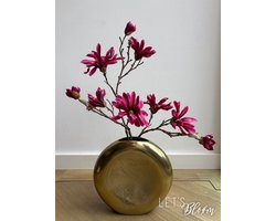 Let's Bloøm| Magnolia Kunst tak | Zijden tak | Cerise | Paars | 48 cm | Set van 3 Takken | Decoratieve Bloemen | Kunstbloemen | Voorjaar | Lente | Zijdebloemen