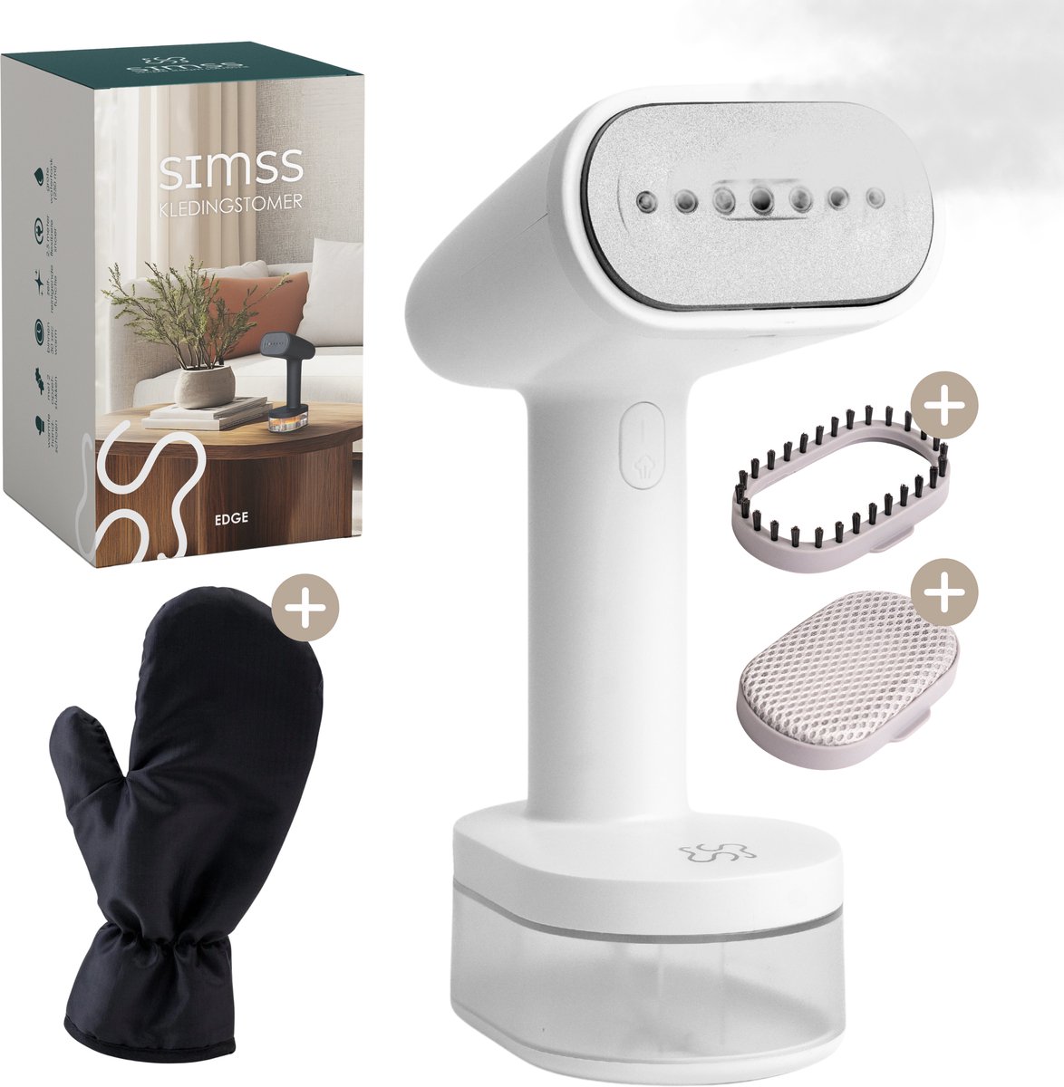 Simss® Kledingstomer - Handstomer met Zelfreinigende Functie - 1600W - 250 ml - Inclusief Accessoires - Elegant design - Mat - Wit