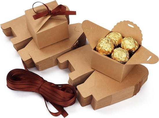 30 Stuks Kleine Cadeaudoosjes – Papieren Snoepdozen – Rood En Groen – 10,5 X 7 X 3,5 Cm – Geschikt Voor Bruiloft, Verjaardag En Feestjes